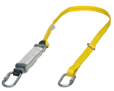 MSA Workman Single Leg Energy Absorbing Lanyard, Webbing, 2.0m Adj, Aluminum screw carabiner, Aluminum screw carabiner